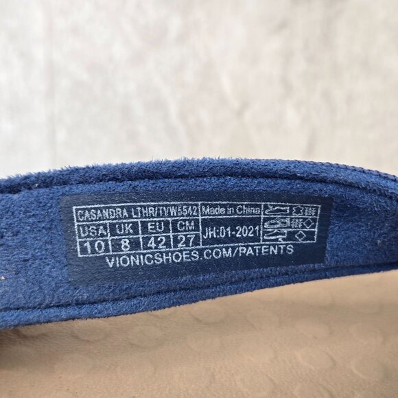 Vionic Casandra Thong Sandals Sz 10 Blue Leather Open Toe Arch Support Flip Flop - Picture 8 of 11